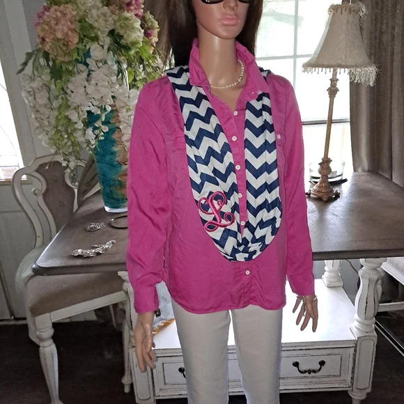 Monogram "L" scarf preppy Monogram scarf - Picture 8 of 13